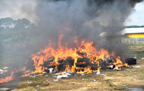 Liberian authorities burn $336 million in cocaine as senior police officials are implicated